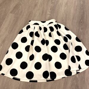 50s Audrey Hepburn black and white polka dot pleated midi skirt